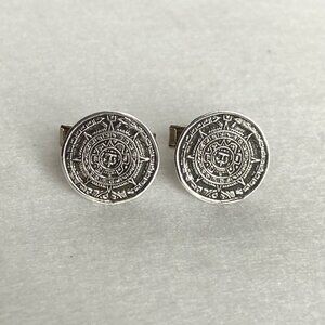 VTG Taxco Mexico Sterling Silver 925 Alpaca Aztec Mayan Calendar CuffLinks